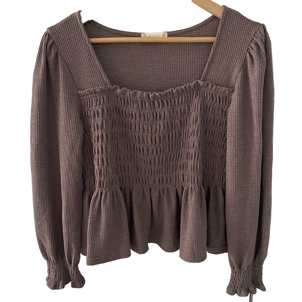 ALTER'D STATE Women’s Purple Cottage Peasant Babydoll Soft Boho Blouse Top MD